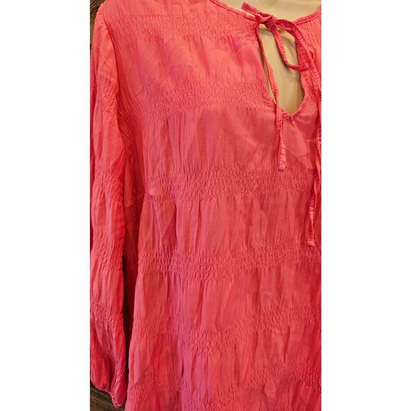 Vince camuto sz 1X barbie pink bubble top blouse long sleeve EUC casual career - Picture 3 of 7